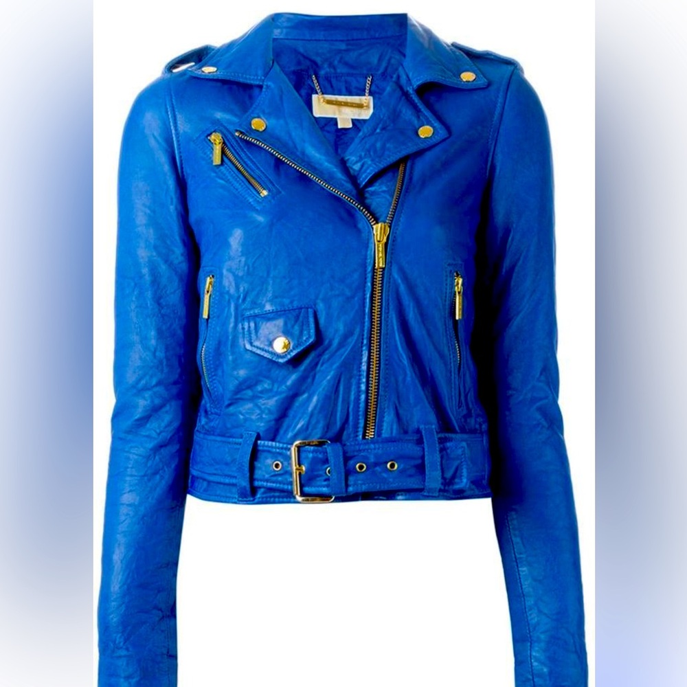 Michael Kors XS leather biker jacket. Stunning color. Worn once